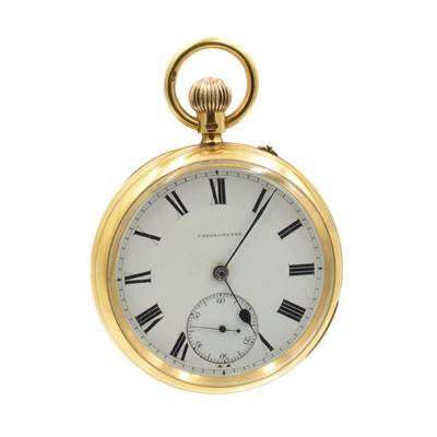Lot 142 - A Victorian Chester hallmarked 22ct gold open faced pocket watch