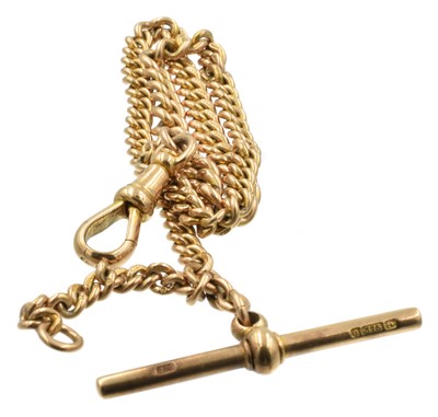 Lot A 9ct yellow gold graduated curb link watch chain