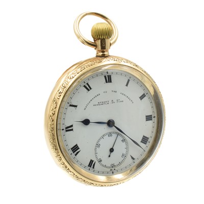 Lot 139 - An Edwardian 9ct gold open faced pocket watch by Thomas Russell and Sons, Liverpool