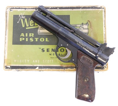 Lot Boxed Webley Senior .22 air pistol, cylinder...