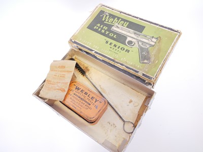 Lot Boxed Webley Senior .22 air pistol, cylinder...