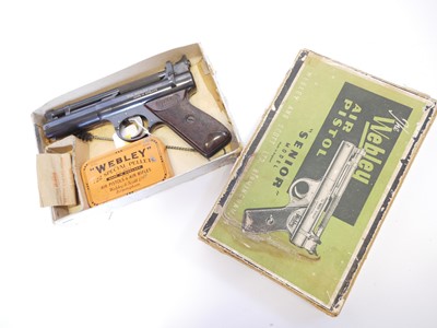 Lot Boxed Webley Senior .22 air pistol, cylinder...
