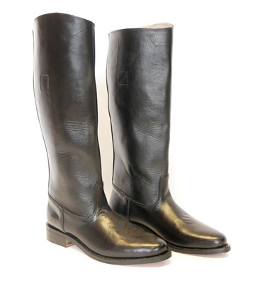 Lot Pair of reproduction German black leather...
