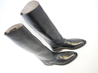 Lot Pair of reproduction German black leather...
