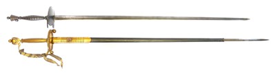 Lot Two court swords, one with the majority of the...