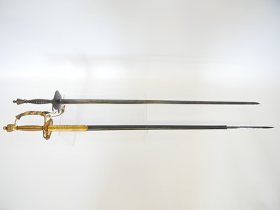 Lot Two court swords, one with the majority of the...