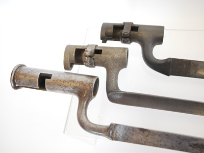 Lot Three socket bayonets, for a Brown Bess,...