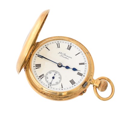 Lot 138 - A ladies 18ct gold half hunter pocket watch by J.W. Benson.