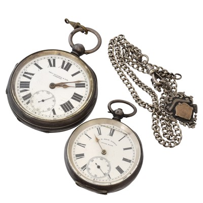 Lot 137 - A Thomas Russell & Son Goliath Silver pocket watch and chain together with another
