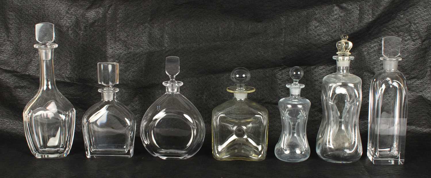 Lot Group of Scandinavian Mid-Century Clear Glass Decanters