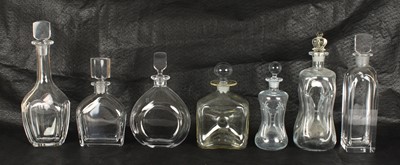 Lot Group of Scandinavian Mid-Century Clear Glass Decanters