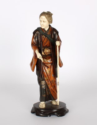 Lot 70 - A 19th Century Japanese Carved Wood and Ivory Okimono