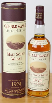Lot 182 - 1 bottle in Original Presentation Tube Glenmorangie “Limited Bottling” 1974 Single Malt Bottled 1996