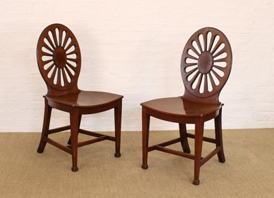 Lot 261 - A Pair of Late 18th/Early 19th Century Mahogany Hall Chairs