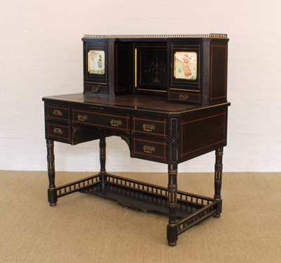 Lot 195 - A Good Victorian Aesthetic Period Ebonised Writing Desk by Maple & Co. of London