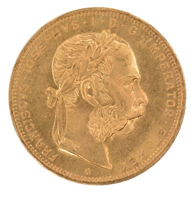 Lot 60 - Austria, 20 Franc (8 Florins Coin), 1892
