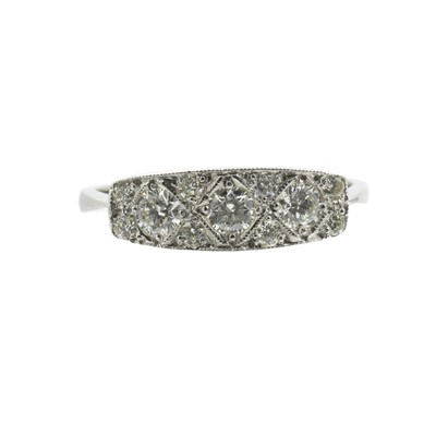 Lot A Victorian diamond and platinum Boat Ring