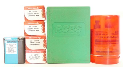 Lot 615 - .375 H&H reloading tools and supplies, to...
