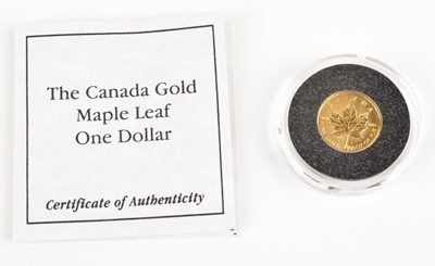 Lot 64 - Canada, Queen Elizabeth II, 1 Dollar, 2002, Maple Leaf, 1/20oz Fine Gold 999.9 coin