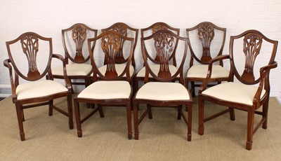 Lot 276 - A Set of Eight Reproduction Mahogany Hepplewhite-Style Dining Chairs