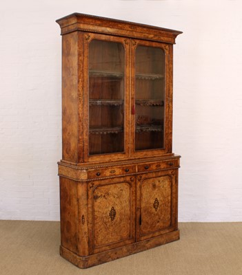 Lot 205 - A Fine and Tall Victorian Figured Walnut Bookcase