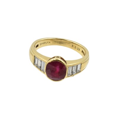Lot A round cut 2.29ct ruby and diamond ring by Boodles & Dunthorne