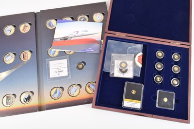 Lot 65 - Concorde commemorative gold coin set and ten other small gold coins (11)