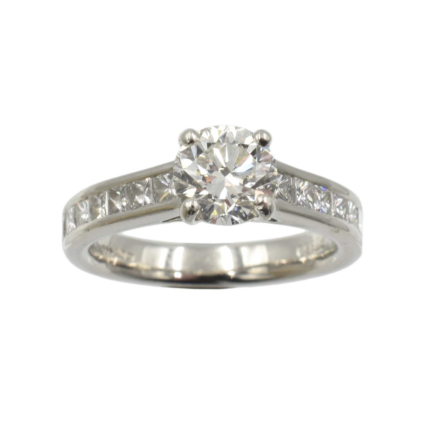 Lot A diamond and platinum solitaire ring, by David. M. Robinson