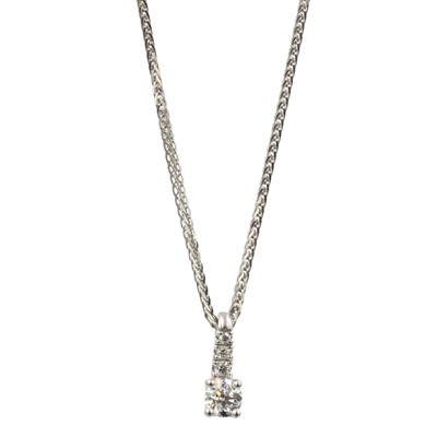 Lot 72 - A platinum and diamond solitaire pendant, by David M Robinson