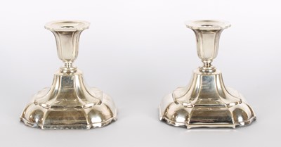 Lot 33 - A Pair of German 830 Silver Candlesticks