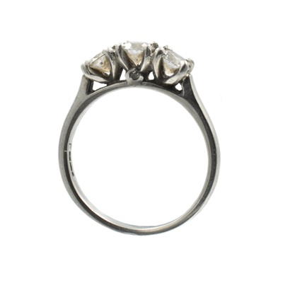 Lot A diamond and platinum 3-stone ring