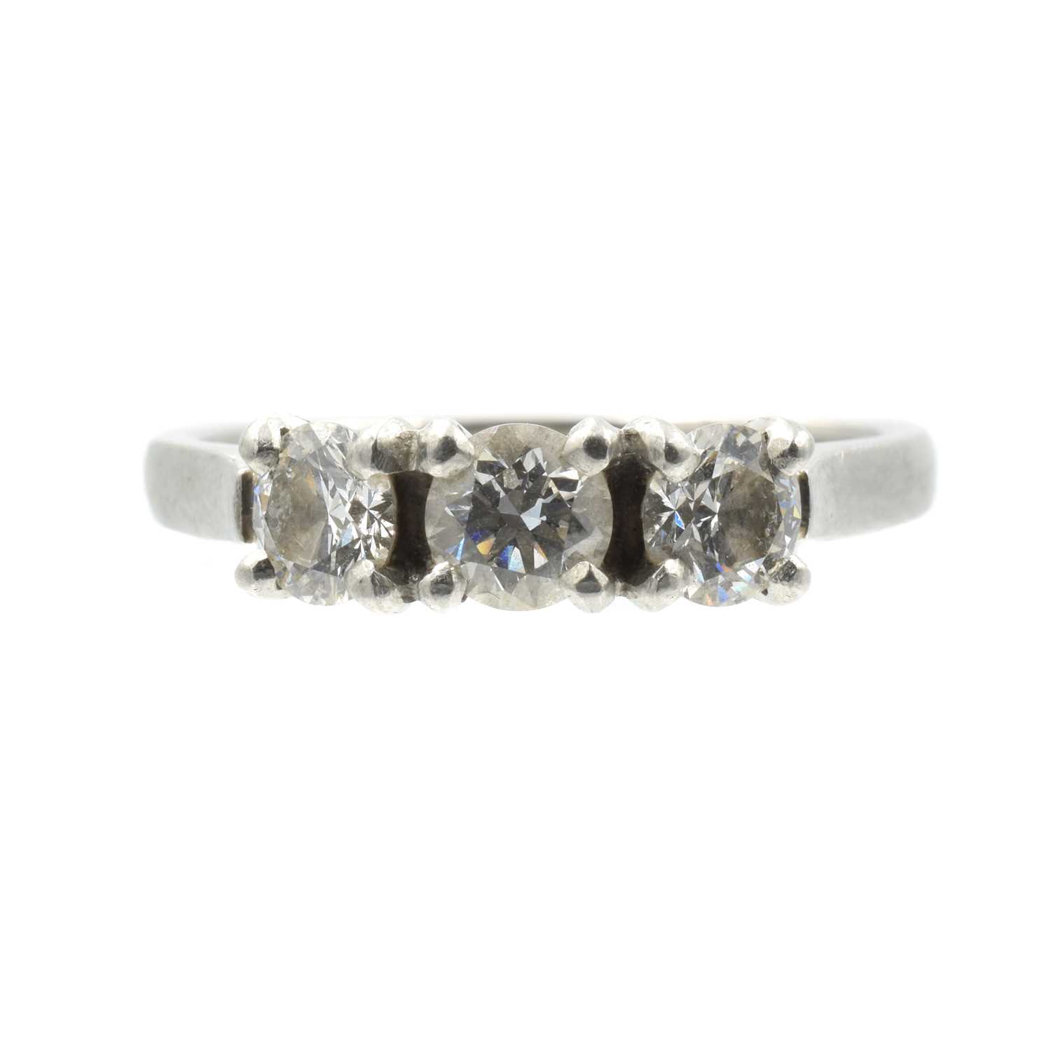 Lot A diamond and platinum 3-stone ring