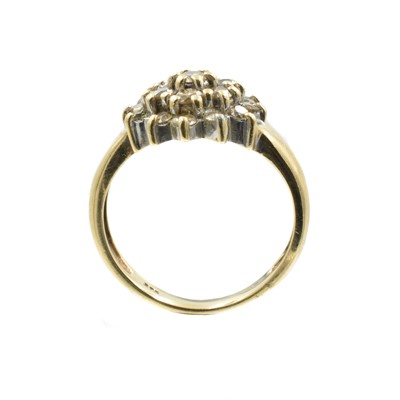 Lot A diamond and gold cluster ring