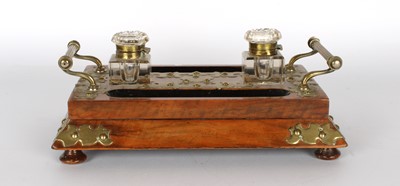 Lot 291 - A Victorian Figured Walnut and Brass Mounted Desk Stand