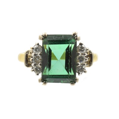 Lot A tourmaline and diamond ring set in 18ct gold