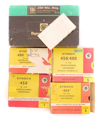 Lot Collection of boxed Kynoch big game ammunition...