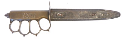 Lot WWI US trench knife and scabbard by L F & C...