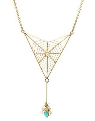 Lot Merle and Bennett Spider pendant with pearl and turquoise