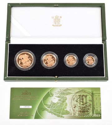 Lot 36 - Elizabeth II, United Kingdom, 2003, Gold Proof Four-Coin Sovereign Collection, Royal Mint