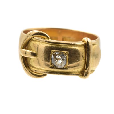 Lot A diamond and gold buckle ring