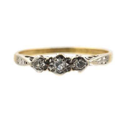 Lot A diamond and gold 3 stone ring