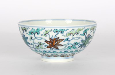 Lot 53 - A Chinese Doucai 'Lotus' Bowl with Qianlong Mark