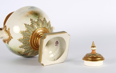 Lot A Fine Royal Worcester Vase with Cover Painted by Harry Davis