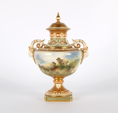 Lot A Fine Royal Worcester Vase with Cover Painted by Harry Davis