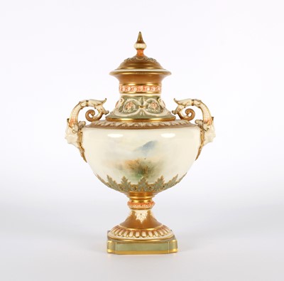 Lot A Fine Royal Worcester Vase with Cover Painted by Harry Davis