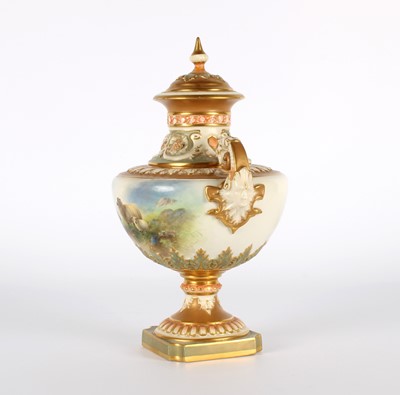 Lot A Fine Royal Worcester Vase with Cover Painted by Harry Davis