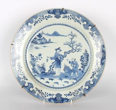 Lot 45 - An 18th Century Chinese Export Blue and White Charger