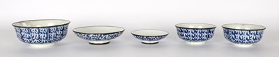 Lot 50 - A Set of Five 19th Century Chinese Blue and White Bowls