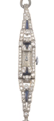 Lot 232 - The vintage diamond and sapphire cocktail watch