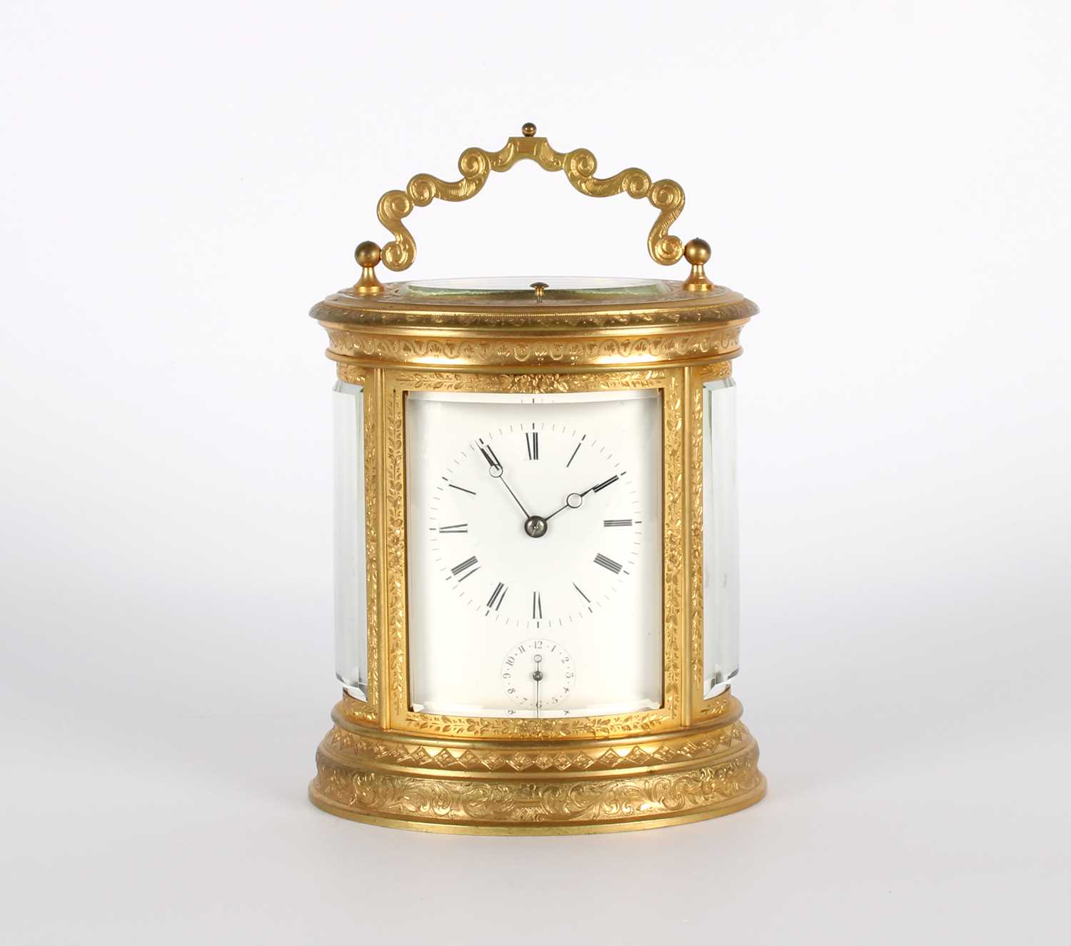 Lot A Good Late 19th Century French Five-Glass Ormolu Repeating Carriage Clock with Alarm